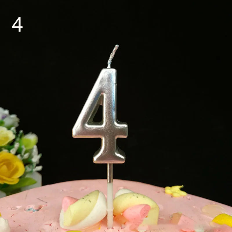 1 PC Silver Happy Birthday Number Cake Candles 0 1 2 3 4 5 6 7 8 9 Cake Kids Girls Boys Bar Baby Party Supplies Decoration