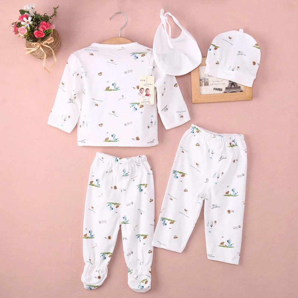 0-3M Newborn Baby Unisex Clothes Underwear Animal Print Shirt and Pants 2PCS Boys Girls Cotton Soft