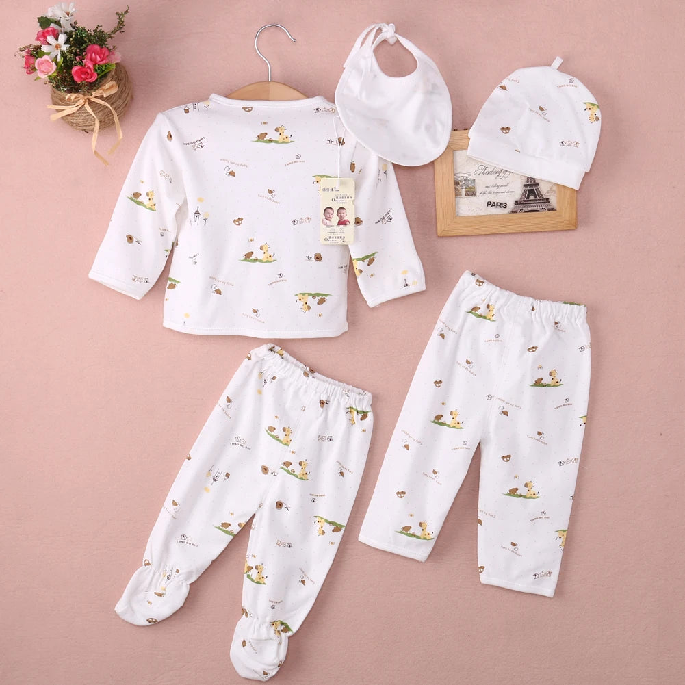 0-3M Newborn Baby Unisex Clothes Underwear Animal Print Shirt and Pants 2PCS Boys Girls Cotton Soft