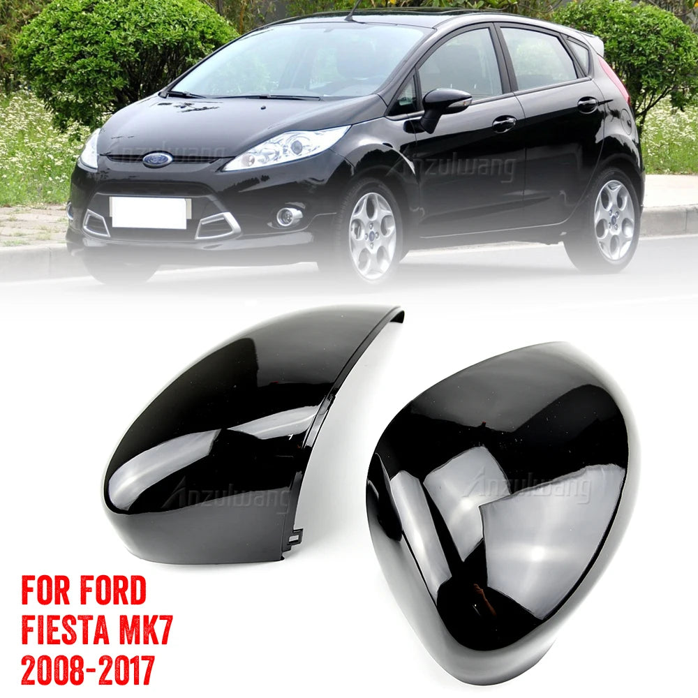 1 Pair Left & Right Car Wing Door Carbon Fiber Rear View Rearview Mirror Covers Cap Trim Case For Ford Fiesta Mk7 2008-2017