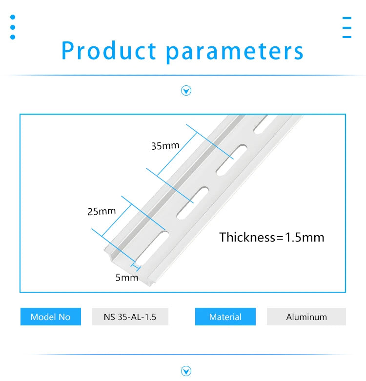 1 Piece Din Rail Aluminium For Terminal Block Relay C45 DZ47 Thickness 1.5mm NS35 Aluminium Material 35mm Universal Type