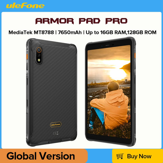 【New】Ulefone Armor Pad Pro Rugged Tablet  IP68/IP69K 4G MT8788 16GB RAM（8GB+8GB  virtual RAM) 128GB ROM 48MP 7650mAh Android 13