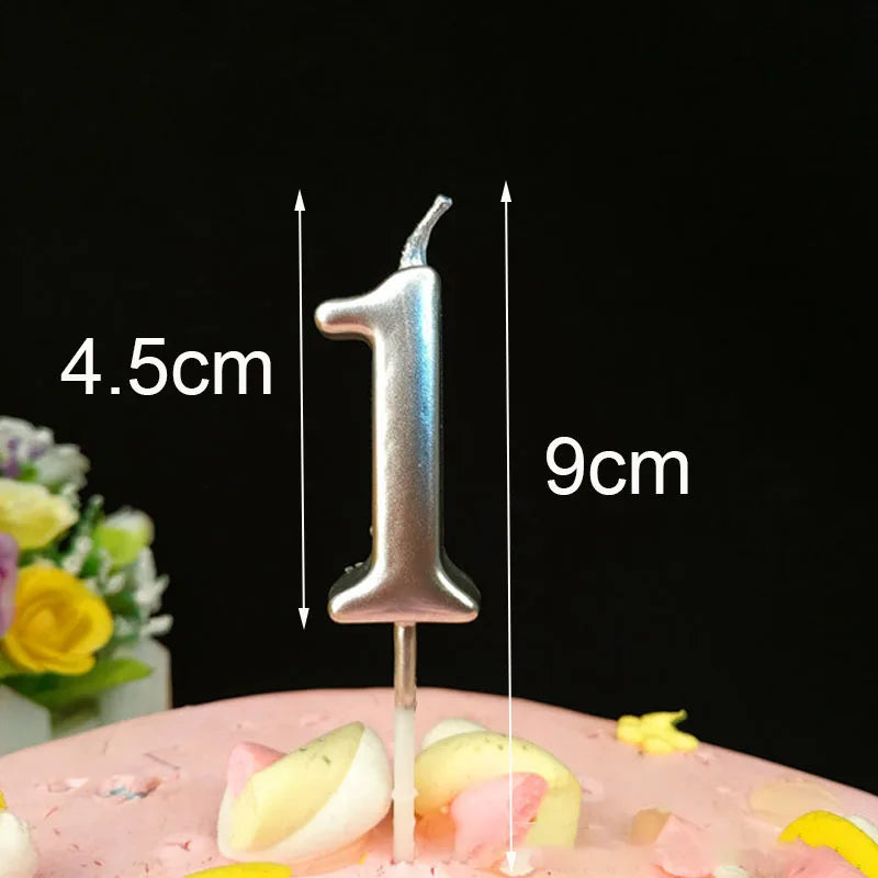 1 PC Silver Happy Birthday Number Cake Candles 0 1 2 3 4 5 6 7 8 9 Cake Kids Girls Boys Bar Baby Party Supplies Decoration