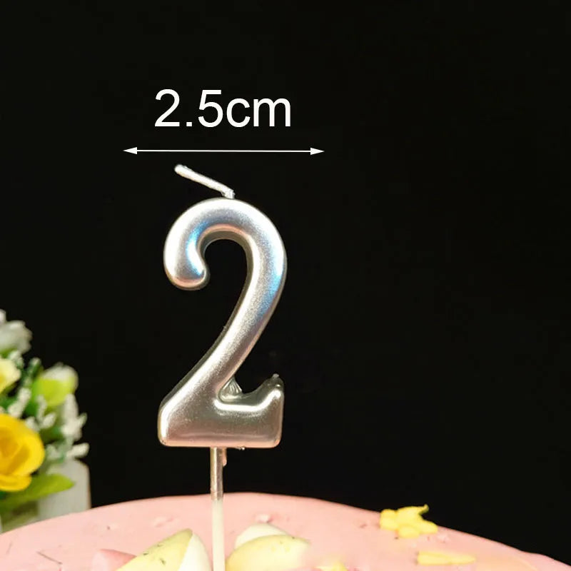 1 PC Silver Happy Birthday Number Cake Candles 0 1 2 3 4 5 6 7 8 9 Cake Kids Girls Boys Bar Baby Party Supplies Decoration