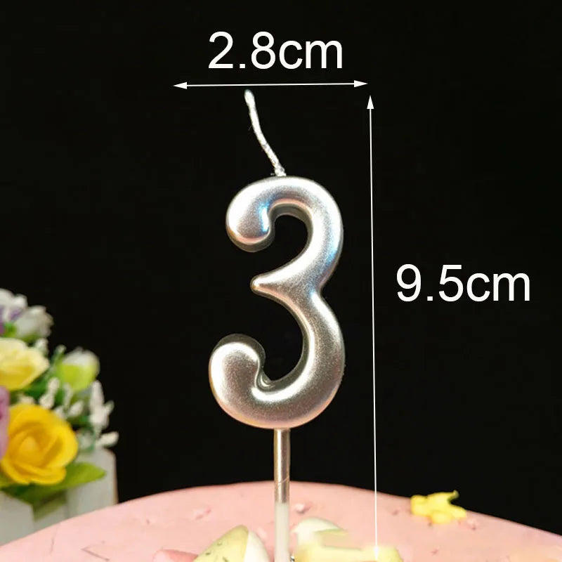 1 PC Silver Happy Birthday Number Cake Candles 0 1 2 3 4 5 6 7 8 9 Cake Kids Girls Boys Bar Baby Party Supplies Decoration